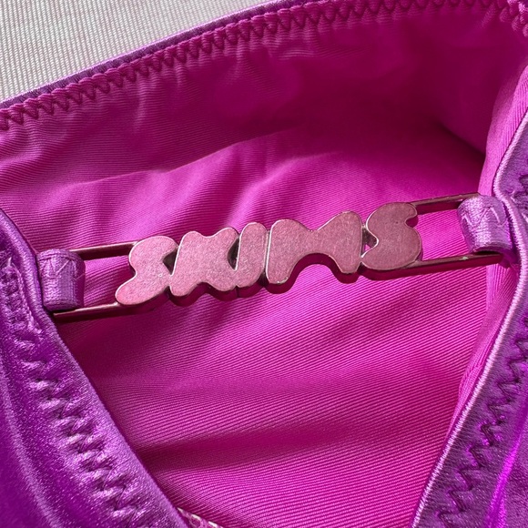 NWT SKIMS Metallic Swim Halter Monokini in Dragon Fruit Size Large - Picture 6 of 6